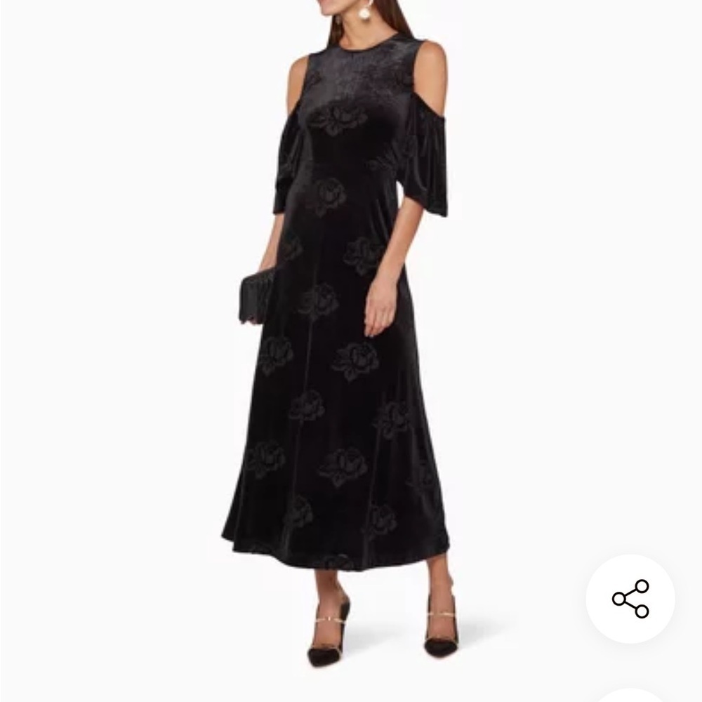 Ganni Black Bloomsbury Velvet  Maxi Dress Sz 38